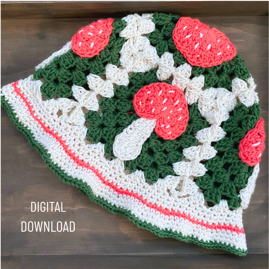 Granny Mushroom Bucket Hat Crochet Pattern
