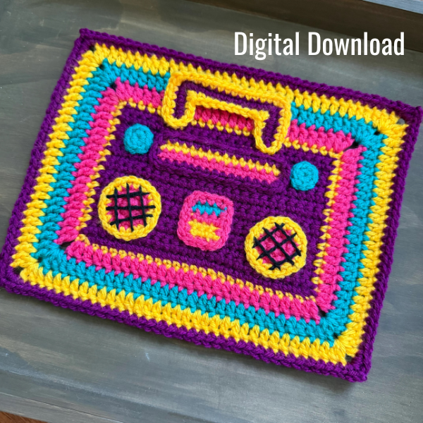 Press Play! Boombox Crochet Granny Square Pattern | Digital Download | PDF