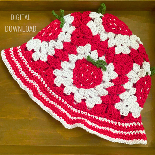 Strawberry Shortcake Bucket Crochet Hat Pattern