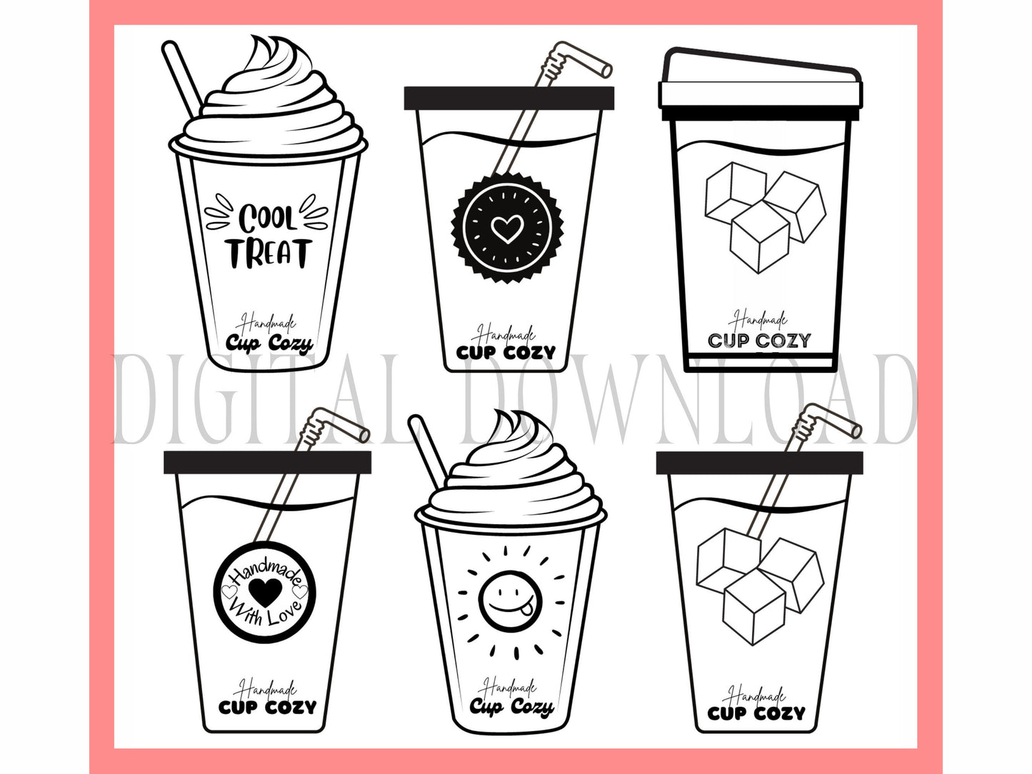 PRINTABLE Iced Beverage Cozy Template
