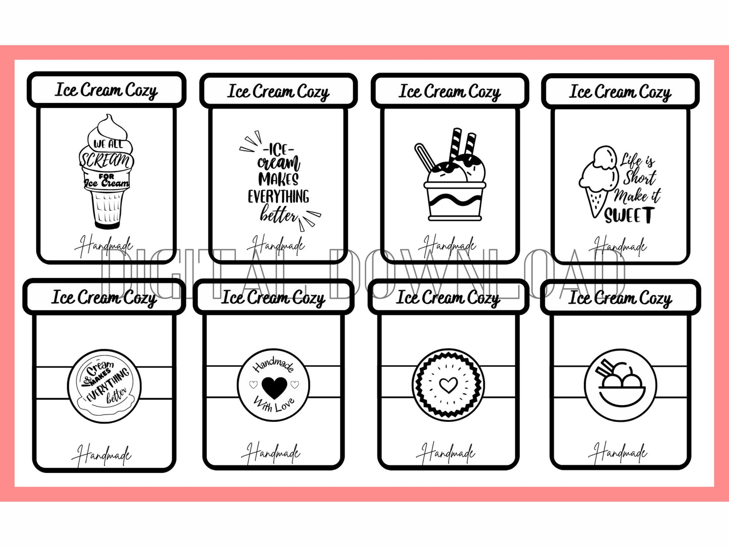 PRINTABLE Ice Cream Cozy Template