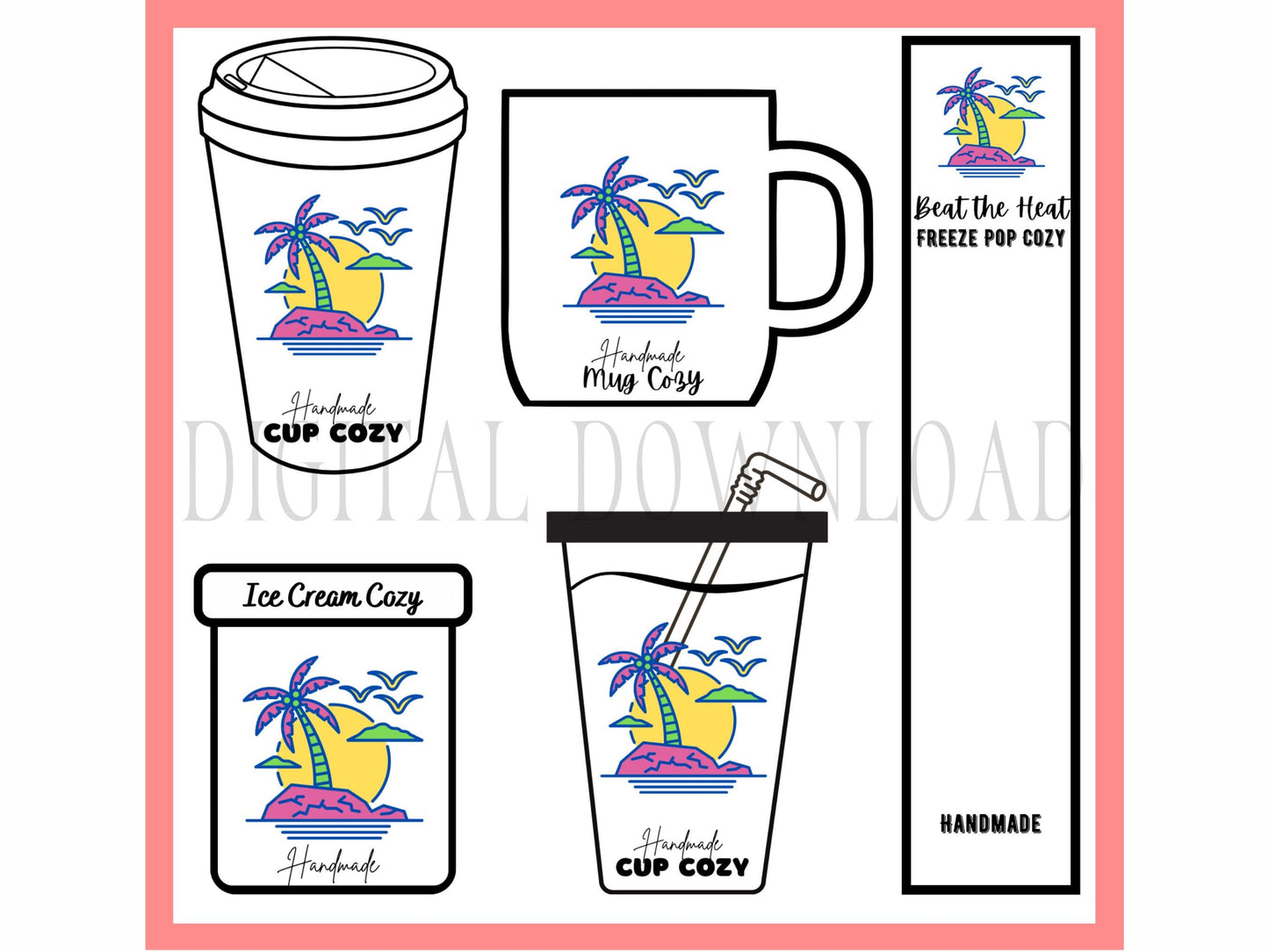 PRINTABLE Iced Beverage Cozy Island Theme Template