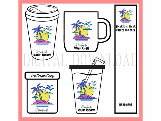 PRINTABLE Iced Beverage Cozy Island Theme Template