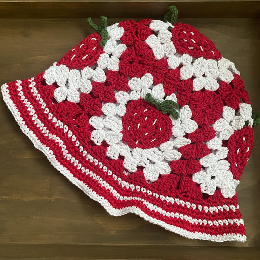 Strawberry Shortcake Bucket Crochet Hat Pattern