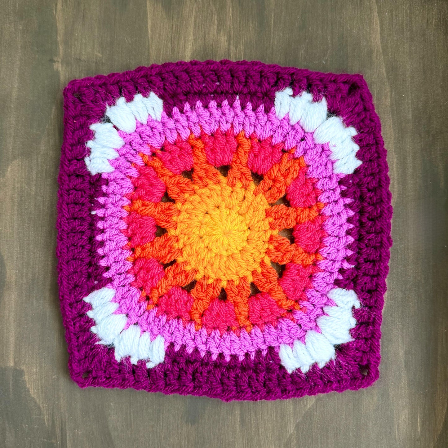 Sun and Clouds Granny Square Crochet Pattern