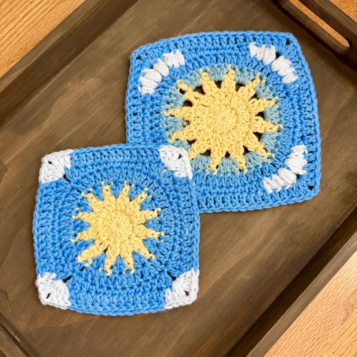 Sun and Clouds Granny Square Crochet Pattern