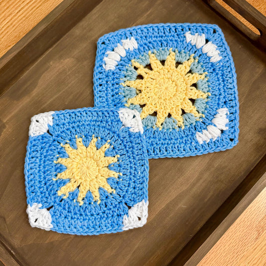 Sun and Clouds Granny Square Crochet Pattern