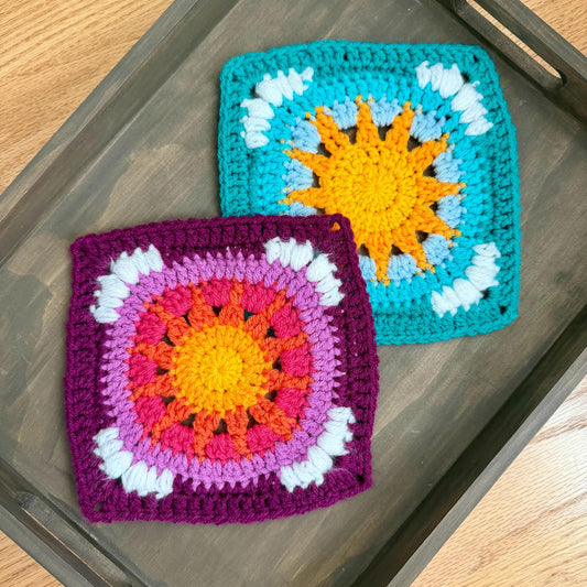 Sun and Clouds Granny Square Crochet Pattern