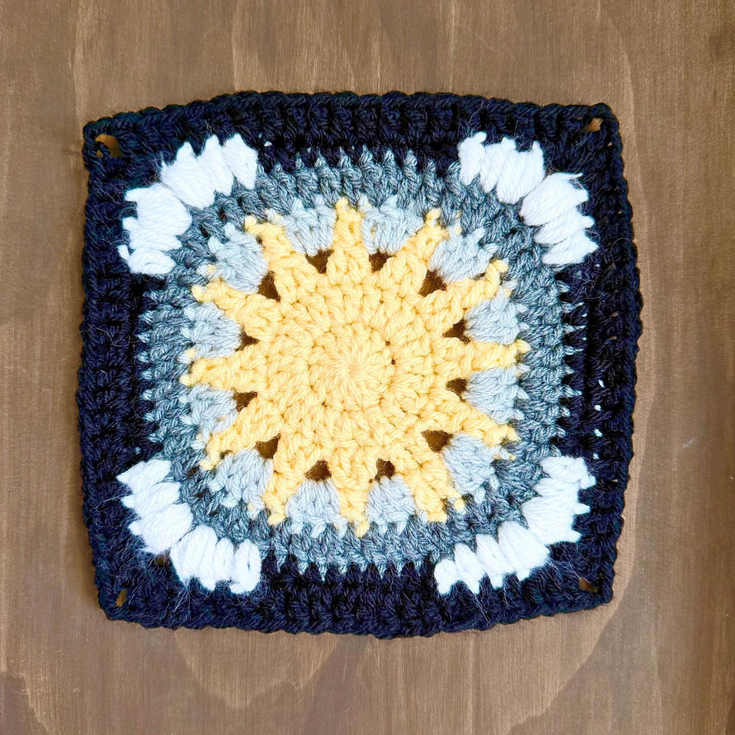 Sun and Clouds Granny Square Crochet Pattern
