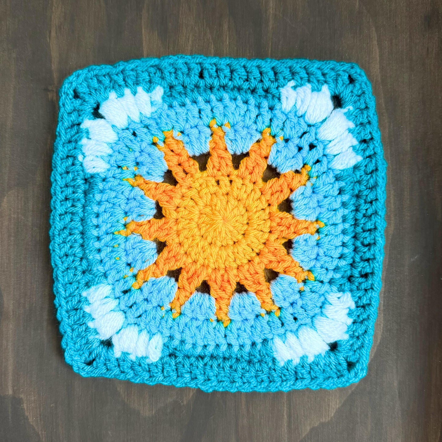 Sun and Clouds Granny Square Crochet Pattern